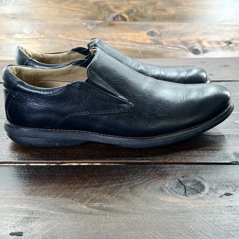 De La Rentis Black Pebble Grain Leather Slip On‎ Loafers #AC-1103 Men's Size 9 M